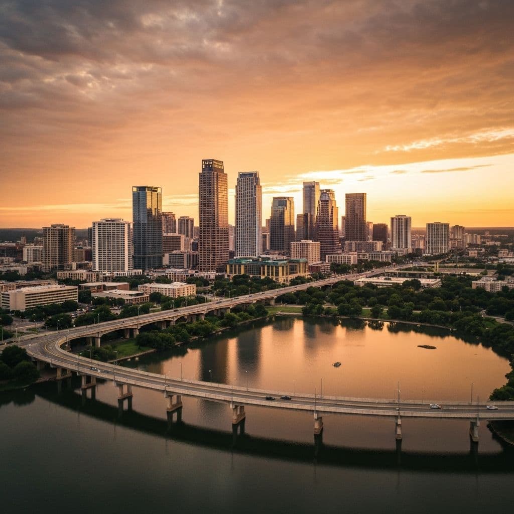 Austin, Texas skyline at sunset