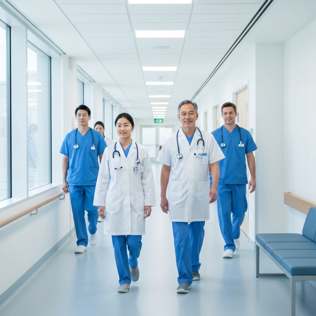 Modern hospital hallway